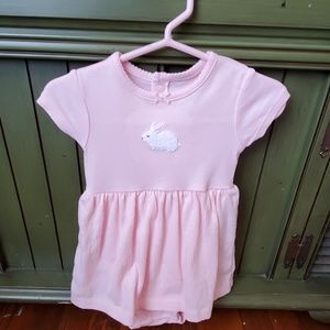 Carter's pink knit dress with bunny applique